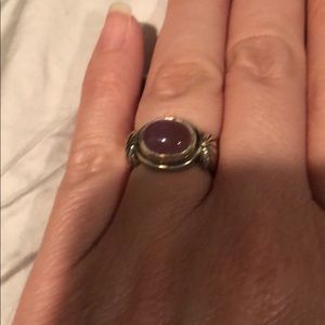 Sterling East/west oval gemstone ring size 6